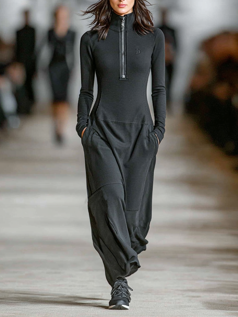 Elise™ | Maxi sukienka z wysokim dekoltem i miękkim wykończeniem