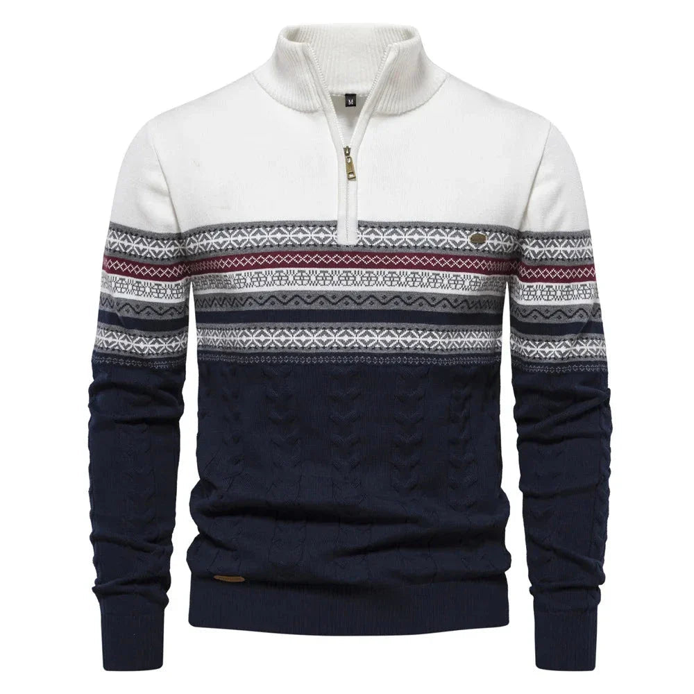 Henry™ - Stylowy Sweter Fair Isle z Połowicznym Zamkiem