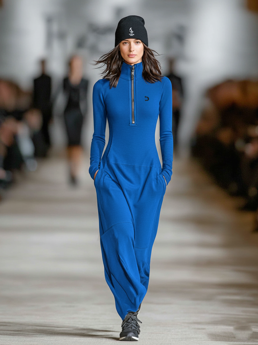 Elise™ | Maxi sukienka z wysokim dekoltem i miękkim wykończeniem