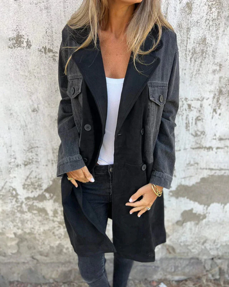 Sara - Denimowy płaszcz w kolorze camel