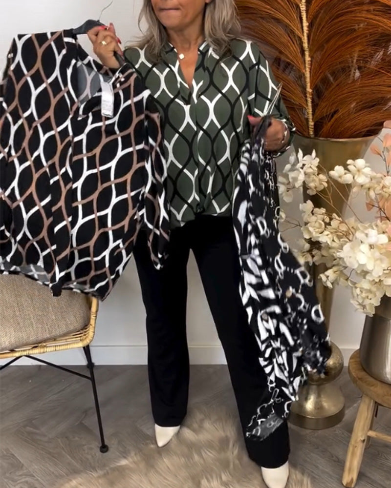 Noor – Bluzka z Graficznym Wzorem