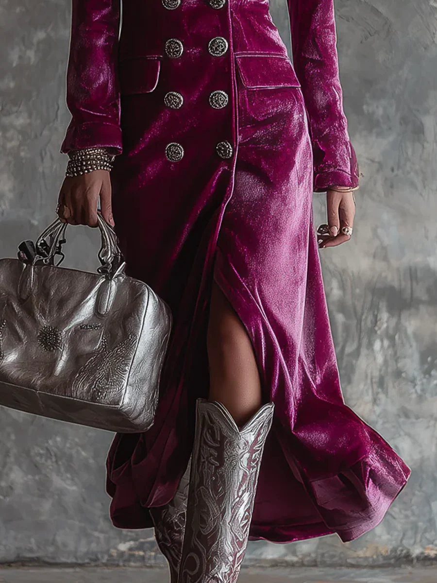 Vera™ | Aksamitna Marynarka Maxi Sukienka