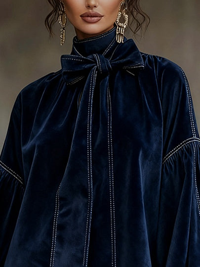 Trinidad | Mini sukienka z weluru z kokardą