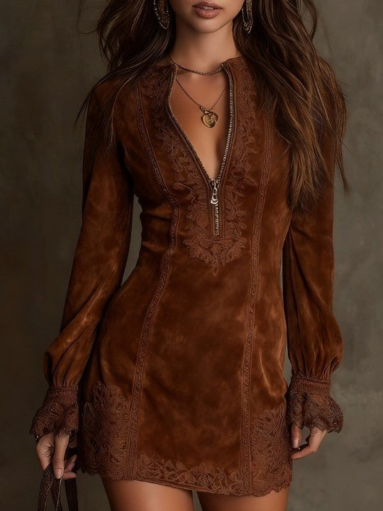 Azulena ❘ Niebieska tunika z haftem i zamkiem