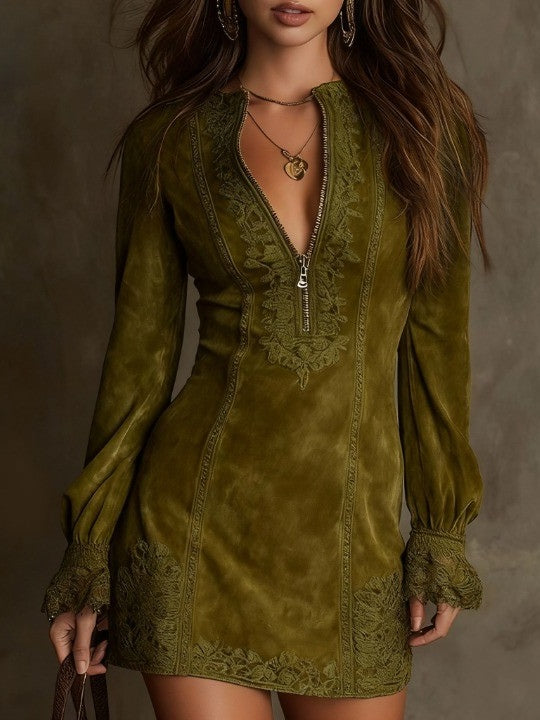 Azulena ❘ Niebieska tunika z haftem i zamkiem