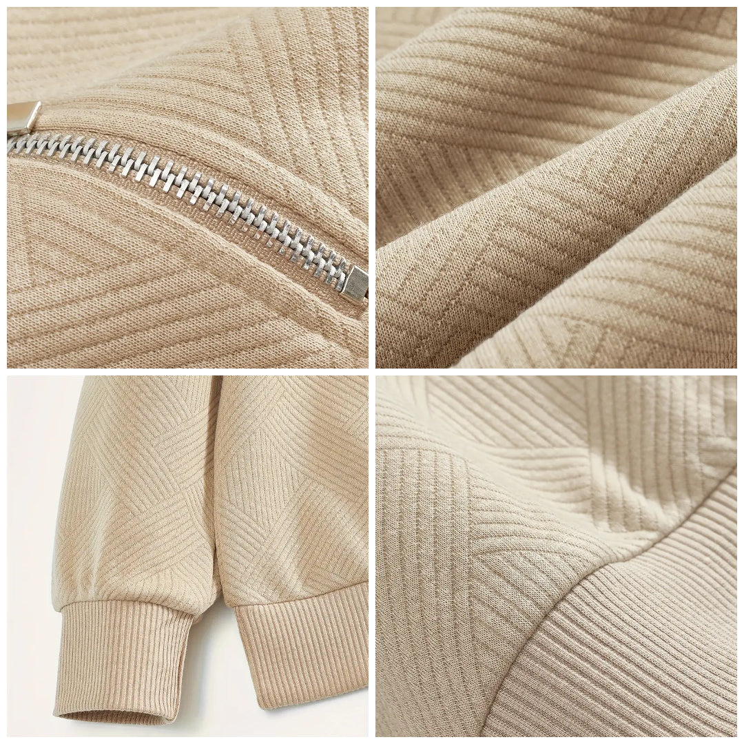 James™ - Vintage Geometryczny Sweter z Zamkiem